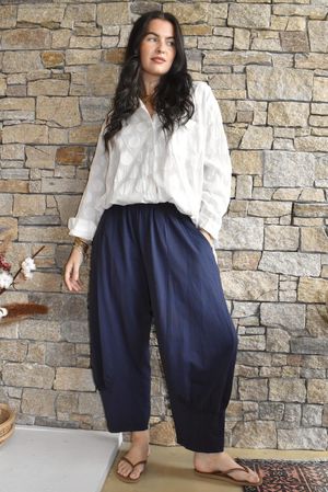 Jo Jo Quirky Classic Barrel Pant Navy 